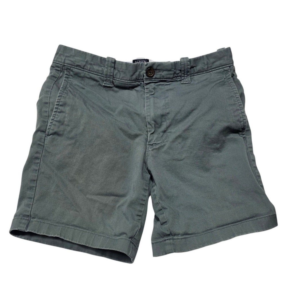 J.Crew Factory L0923 Chino Shorts Mens 28 Green Cotton Stretch Casual